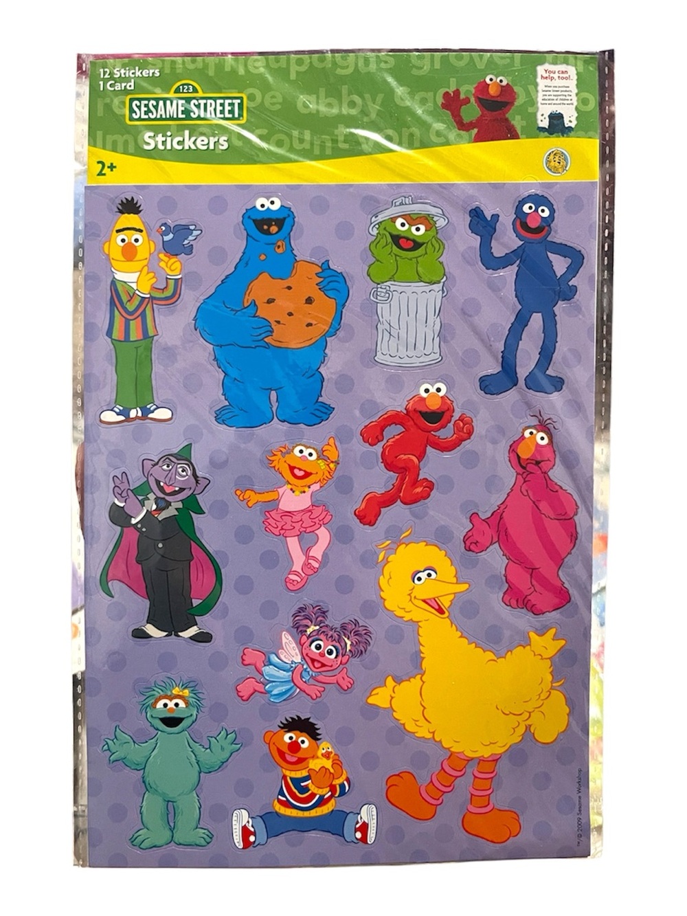 2009 Sesame Street Character Sticker Sheet NEW
